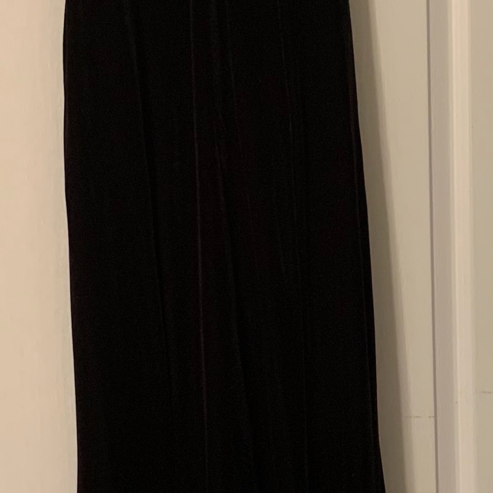 Black velvet fitted & flared gown w/lace cut outs